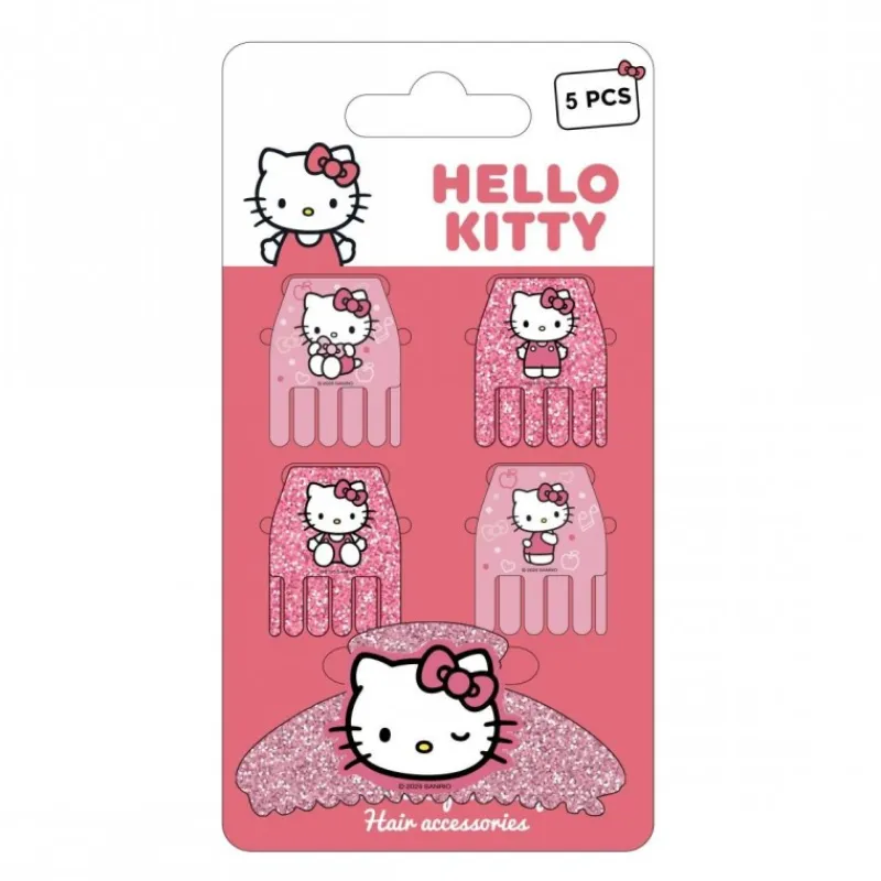 Cerdá Kids Accesorios Para El Pelo, Gafas De Sol Y Kits De Belleza Infantiles ^Accesorios de Pelo Hello Kitty Clips 5 Piezas Rosa