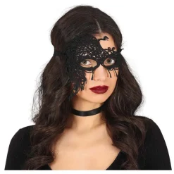 Best Antifaz Bordado Negro Media cara Antifaces Y Gafas Para Disfraces|Accesorios Halloween Y Terror