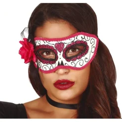 Disfrazzes Antifaces Y Gafas Para Disfraces|Accesorios Halloween Y Terror ^Antifaz del Día de los Muertos Rosa
