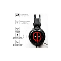 Ert Group Superhéroes Marvel^Auriculares Gaming Deadpool Marvel con Sonido 7.1 y LED