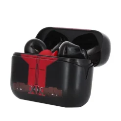 Exquisite Gaming Superhéroes Marvel|Complementos Marvel^Auriculares Inalámbricos Deadpool TWS y Mini-Soporte