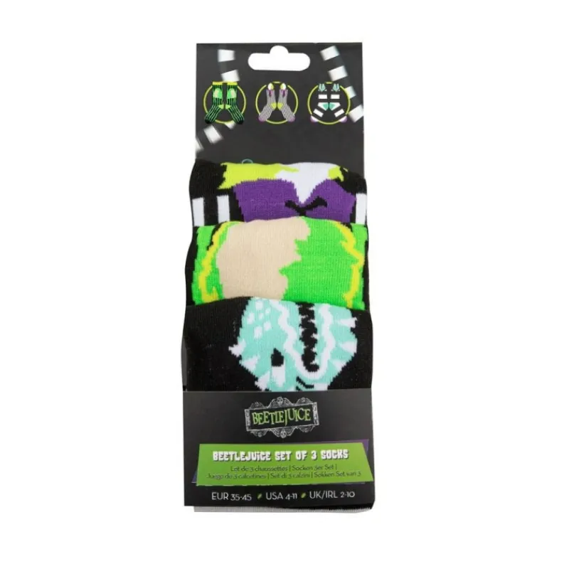 Cinereplicas Beetlejuice^Beetlejuice Pack de 3 Pares de Calcetines - Licencia Oficial