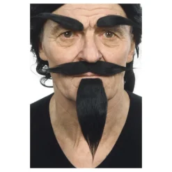 Disfrazzes Pelucas, Barbas Y Bigotes Disfraces|Accesorios Halloween Y Terror ^Bigote con Perilla y Cejas negro