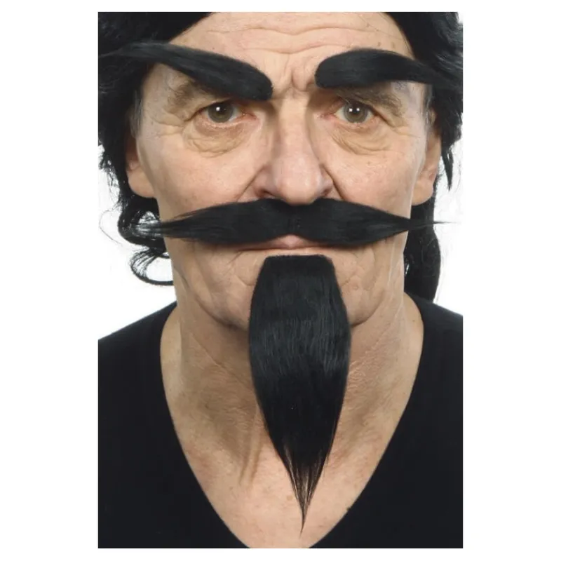 Disfrazzes Pelucas, Barbas Y Bigotes Disfraces|Accesorios Halloween Y Terror ^Bigote con Perilla y Cejas negro