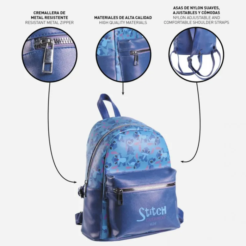 Outlet Bolso Mochila Stitch Disney Blue Películas Y Personajes De Disney ·Lilo Y Stitch|Bolsos Y Carteras Disney