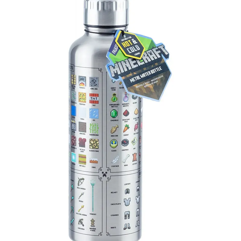 Paladone Products Minecraft|Regalos Y Coleccionismo Para Gamers - Cosas De Videojuegos Míticos^Botella Acero Minecraft Icons