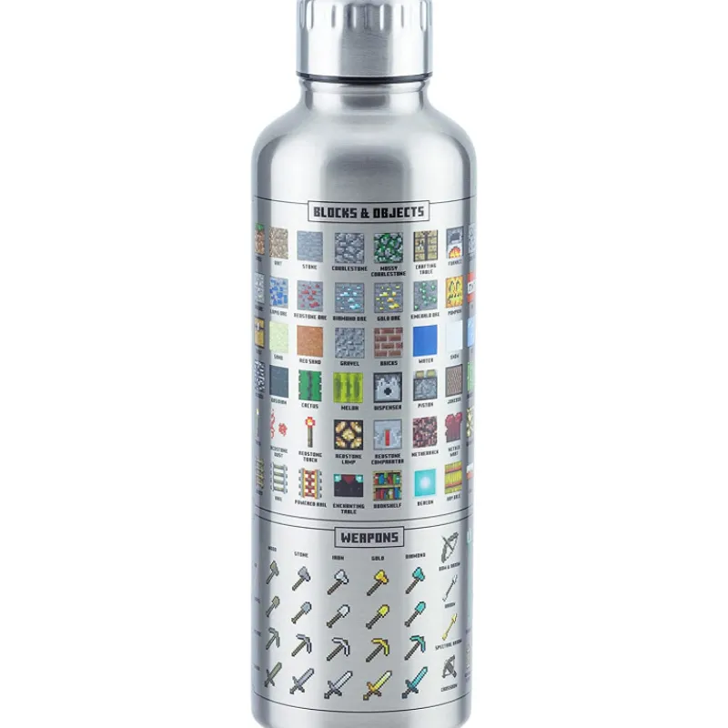 Paladone Products Minecraft|Regalos Y Coleccionismo Para Gamers - Cosas De Videojuegos Míticos^Botella Acero Minecraft Icons