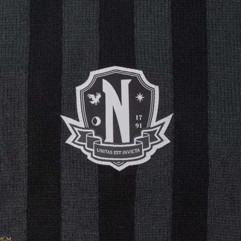 Bufanda Miércoles negra Nevermore Academy 190 cm Miércoles Addams