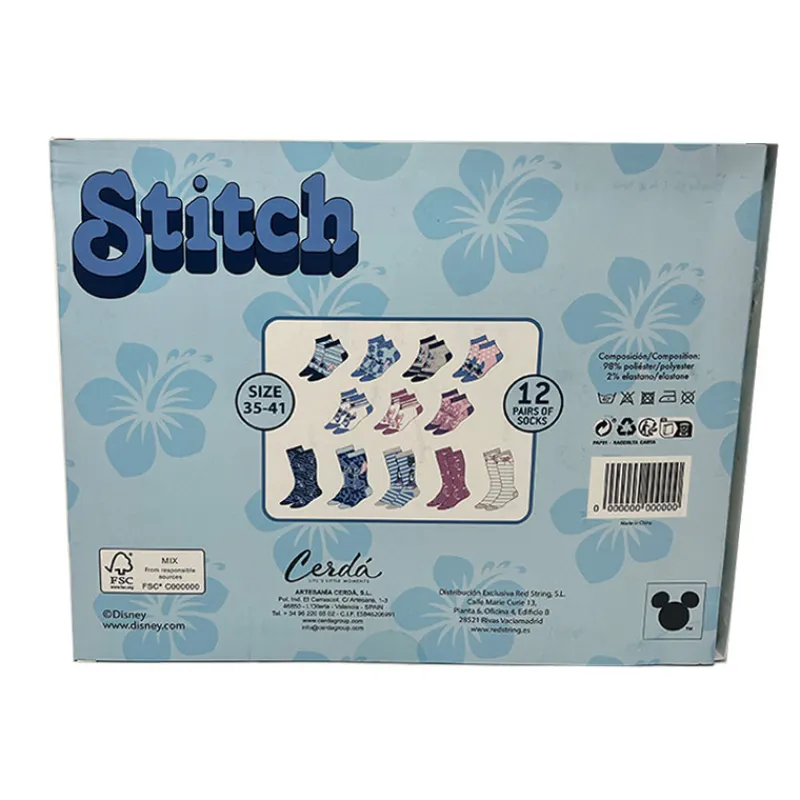 Cerdá Películas Y Personajes De Disney ·Lilo Y Stitch|Ropa Stitch^Caja regalo 12 pares calcetines Stitch