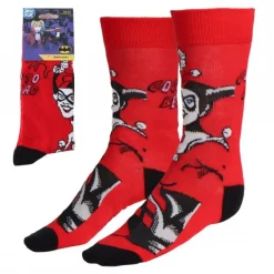 Cerdá Adult Regalos De Villanos Dc^Calcetines Harley Quinn Rojos Talla 36/43