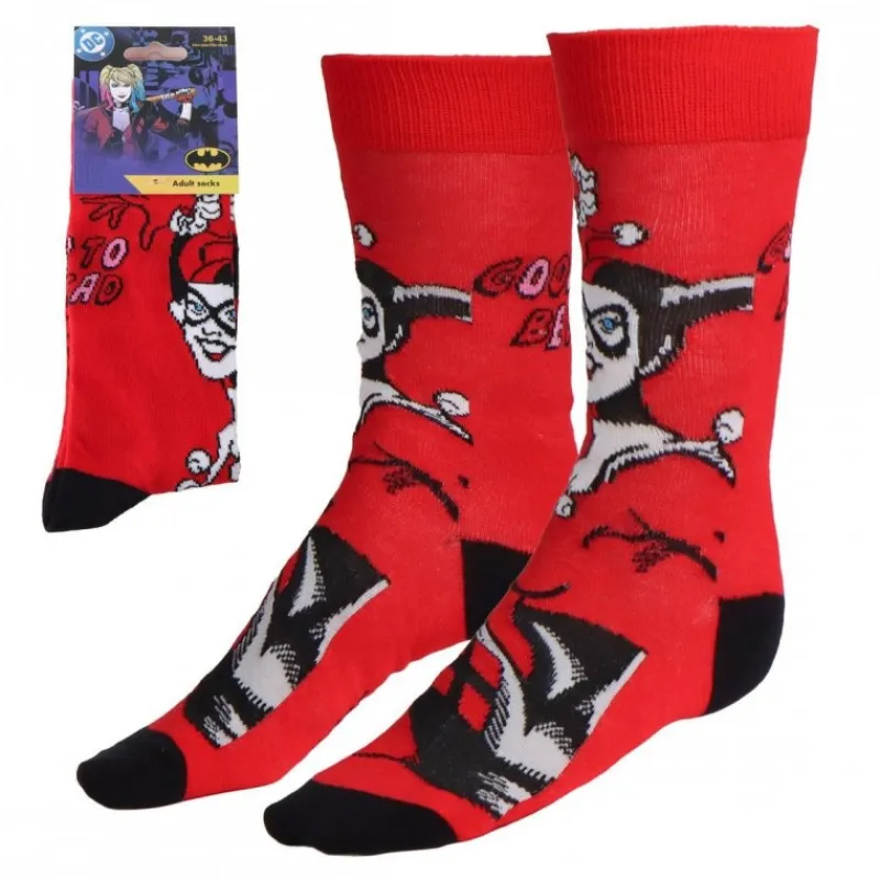 Cerdá Adult Regalos De Villanos Dc^Calcetines Harley Quinn Rojos Talla 36/43