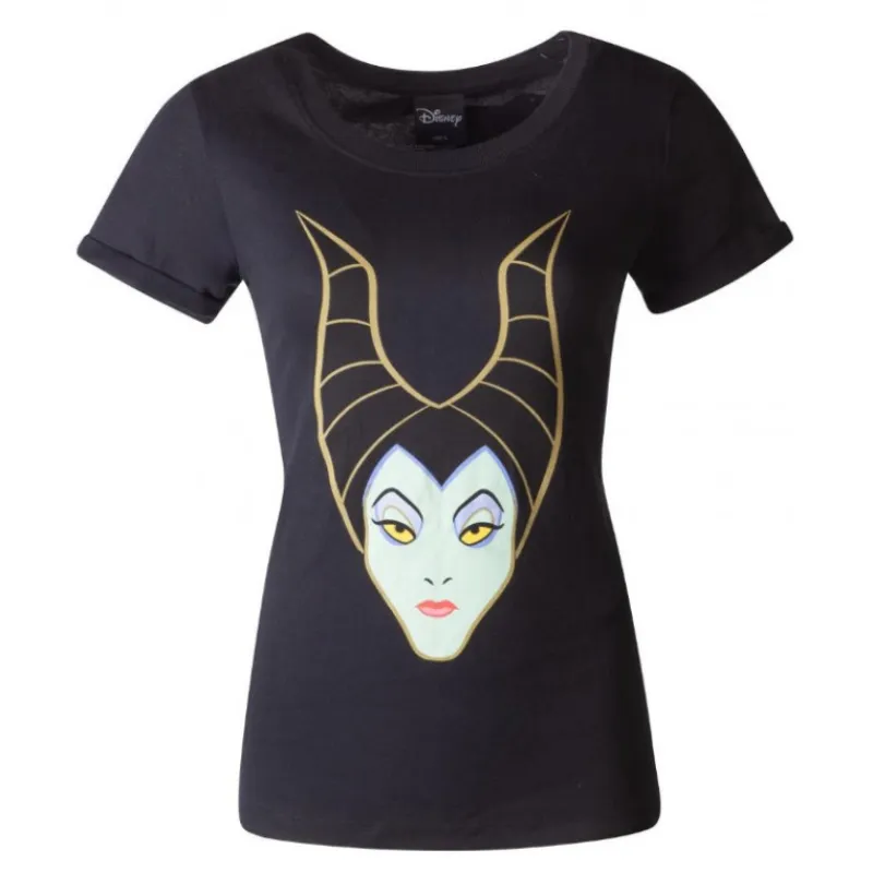 DIFUZED Películas Y Personajes De Disney ·Maléfica Y Bella Durmiente |Películas Y Personajes De Disney ·Villanas Disney^Camiseta Chica Maléfica Cara Disney