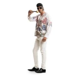 Hombre Disfrazzes Disfraces Hombre|Disfraces De Música^Camiseta disfraz rey del rock para hombre