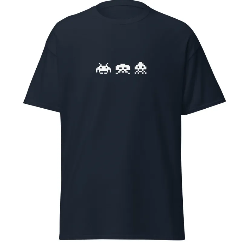 Printful Regalos Y Coleccionismo Para Gamers - Cosas De Videojuegos Míticos^Camiseta Tres Marcianitos Space Invaders Arcade Original