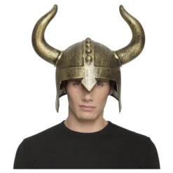 Disfrazzes Sombreros Y Cascos Para Disfraces ^Casco de Vikingo con cuernos color Bronce