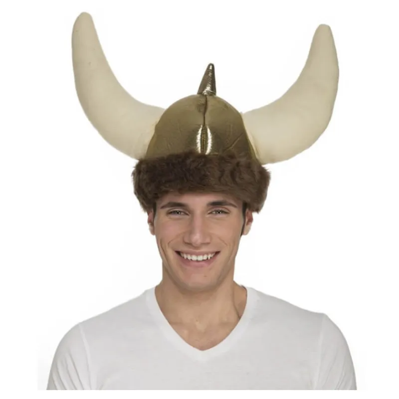 Casco de Vikingo con cuernos de Tela Sombreros Y Cascos Para Disfraces