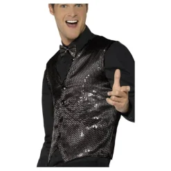 Disfrazzes Prendas Accesorias Para Disfraces^Chaleco de Lentejuelas Negro para hombre