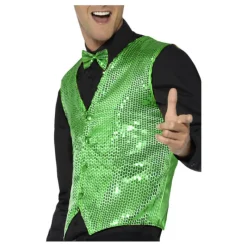 Disfrazzes Prendas Accesorias Para Disfraces^Chaleco Verde con Lentejuelas para hombre