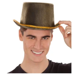 Discount Chistera con borde Dorado de 58 cm Sombreros Y Cascos Para Disfraces |Accesorios Halloween Y Terror