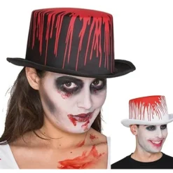 Disfrazzes Sombreros Y Cascos Para Disfraces |Accesorios Halloween Y Terror ^Chistera con sangre en varios colores