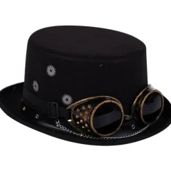 Disfrazzes Sombreros Y Cascos Para Disfraces |Accesorios Halloween Y Terror ^Chistera de Steampunk con gafas