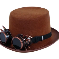 Disfrazzes Sombreros Y Cascos Para Disfraces |Accesorios Halloween Y Terror ^Chistera de Steampunk con gafas de púas