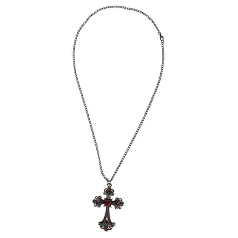 Disfrazzes Complementos Para Disfraces|Accesorios Halloween Y Terror ^Collar con Cruz Metálica