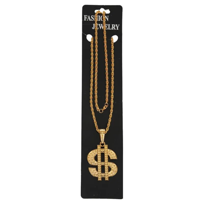 Best Collar Dorado con colgante de símbolo del Dólar Complementos Para Disfraces|Disfraces Unisex
