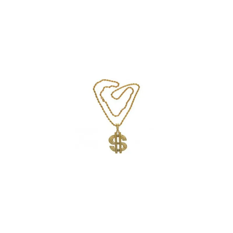 Best Collar Dorado con colgante de símbolo del Dólar Complementos Para Disfraces|Disfraces Unisex