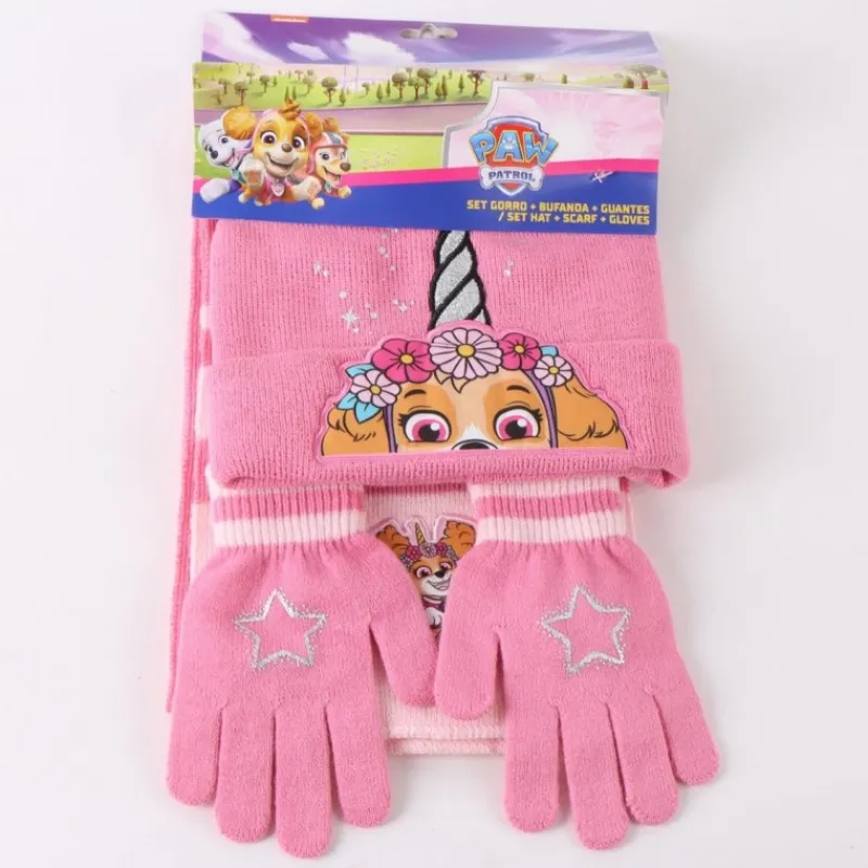 Online Conjunto 3 Piezas Bufanda Paw Patrol Complementos 100% Acrílico - Rosa Niños Tiempo Libre Kids|Ropa Y Téxtil: Cosas Que Ponerse Para Niños