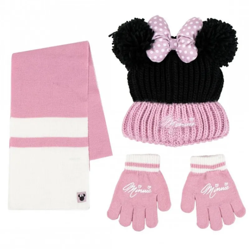 Conjunto 3 Piezas Bufanda Minnie Complementos 100% Acrílico - Rosa Niños Disney Para Niñas|Ropa Y Téxtil: Cosas Que Ponerse Para Niños