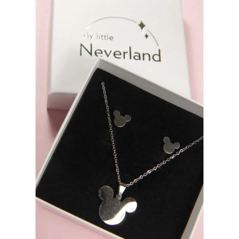 Frikileria Películas Y Personajes De Disney ·Mickey & Minnie|Joyas Disney^Conjunto Colgante y Pendientes Mickey Mouse Disney Acero Inoxidable