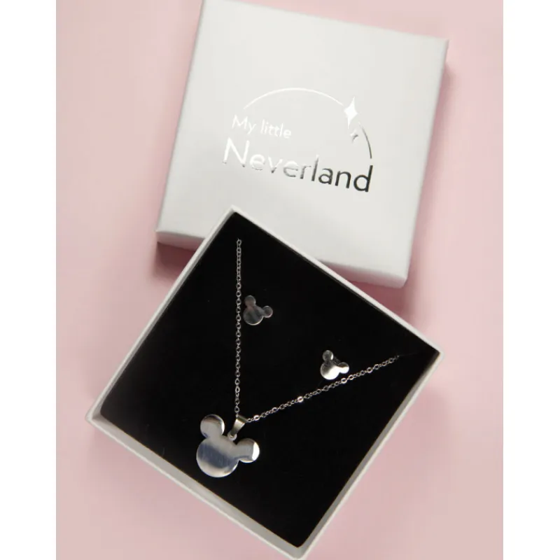 Frikileria Películas Y Personajes De Disney ·Mickey & Minnie|Joyas Disney^Conjunto Colgante y Pendientes Mickey Mouse Disney Acero Inoxidable