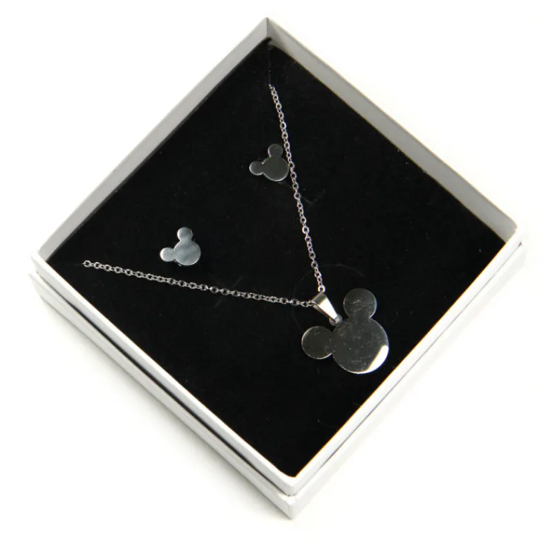 Frikileria Películas Y Personajes De Disney ·Mickey & Minnie|Joyas Disney^Conjunto Colgante y Pendientes Mickey Mouse Disney Acero Inoxidable