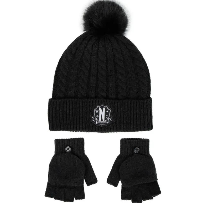 Niños Cerdá Kids Ropa Y Téxtil: Cosas Que Ponerse Para Niños ^Conjunto de Invierno Wednesday: Gorro y Guantes
