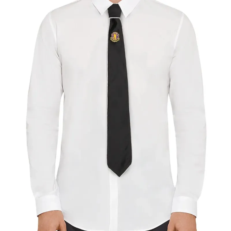 Cinereplicas Miércoles Addams^Corbata deluxe Nevermore Academy con pin Miércoles