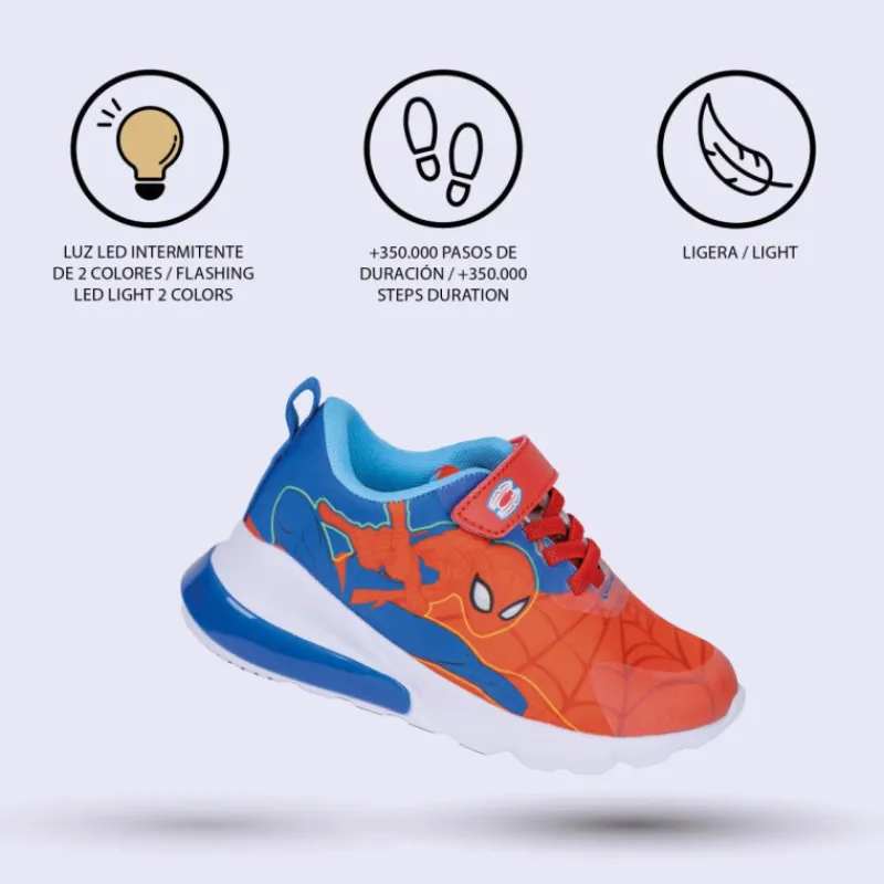 DEPORTIVA SUELA LIGERA EVA CON LUCES SPIDERMAN Niños Marvel Y Dc Para Niños|Calzado Kids