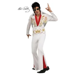 Hot Deslumbrante Disfraz de Elvis Clásico Blanco y Rojo Deluxe para Hombre Hombre Disfraces Hombre|Disfraces De Música