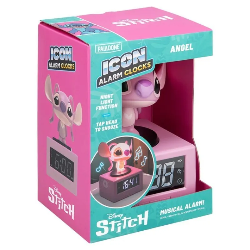 Paladone Products Películas Y Personajes De Disney ·Lilo Y Stitch^Despertador Lilo & Stitch Angel 16,5 cm con Luz Nocturna