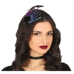 Disfrazzes Diademas, Tiaras Y Coronas Disfraces |Accesorios Halloween Y Terror ^Diadema con Mano, Pluma y Rosa Negra