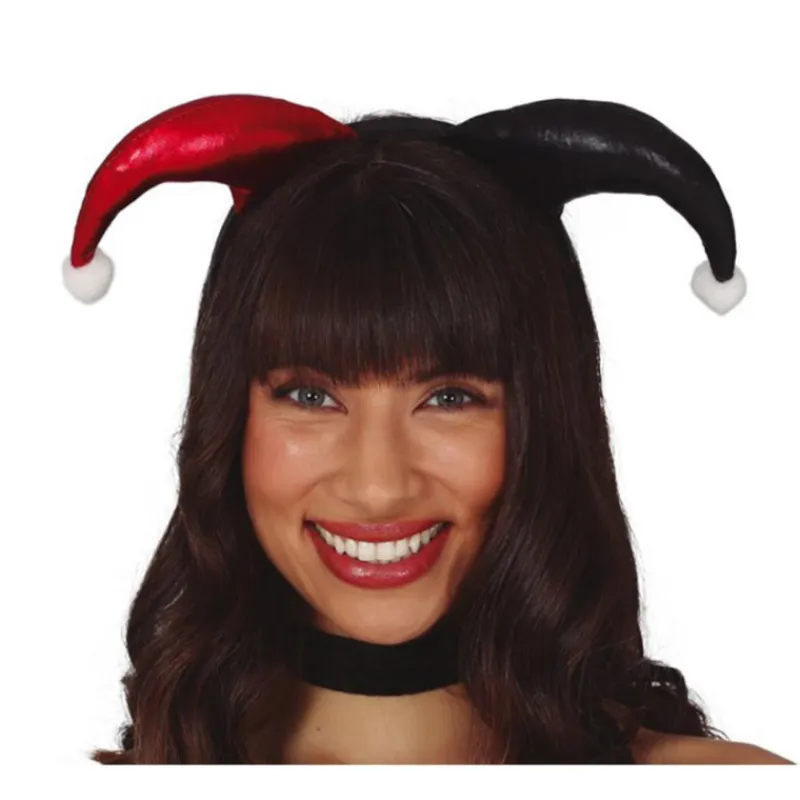 Outlet Diadema de Arlequin Roja y Negro Diademas, Tiaras Y Coronas Disfraces |Accesorios Halloween Y Terror
