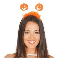 Disfrazzes Diademas, Tiaras Y Coronas Disfraces |Accesorios Halloween Y Terror ^Diadema de Calabazas con Marabú naranja