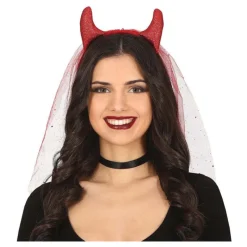 Sale Diadema de Diablesa Vil con Velo Diademas, Tiaras Y Coronas Disfraces |Accesorios Halloween Y Terror