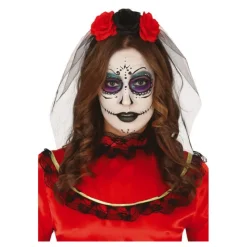 Disfrazzes Diademas, Tiaras Y Coronas Disfraces |Accesorios Halloween Y Terror ^Diadema de Flores con Velo Infantil
