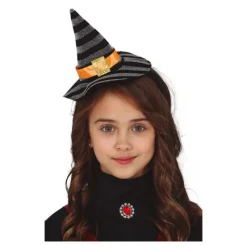 Disfrazzes Sombreros Y Cascos Para Disfraces |Accesorios Halloween Y Terror ^Diadema de Mini Sombrero de Bruja Plata/Negro