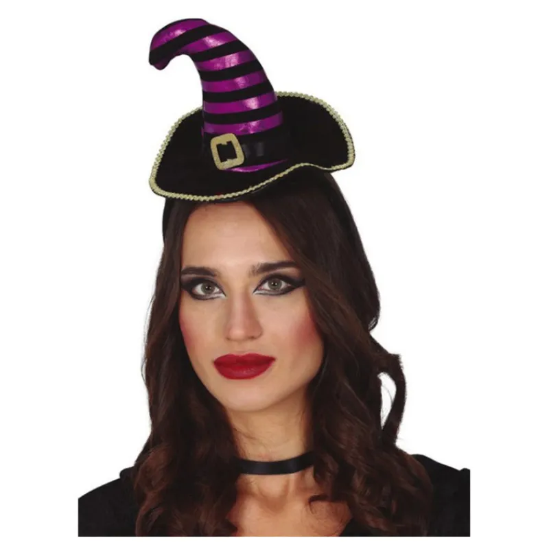 Sale Diadema de Mini Sombrero de Bruja Negro/Lila Diademas, Tiaras Y Coronas Disfraces |Accesorios Halloween Y Terror
