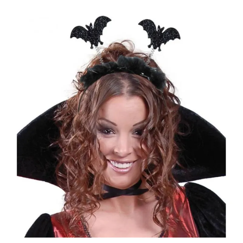 Outlet Diadema de Murciélagos con Marabú negro Diademas, Tiaras Y Coronas Disfraces |Accesorios Halloween Y Terror