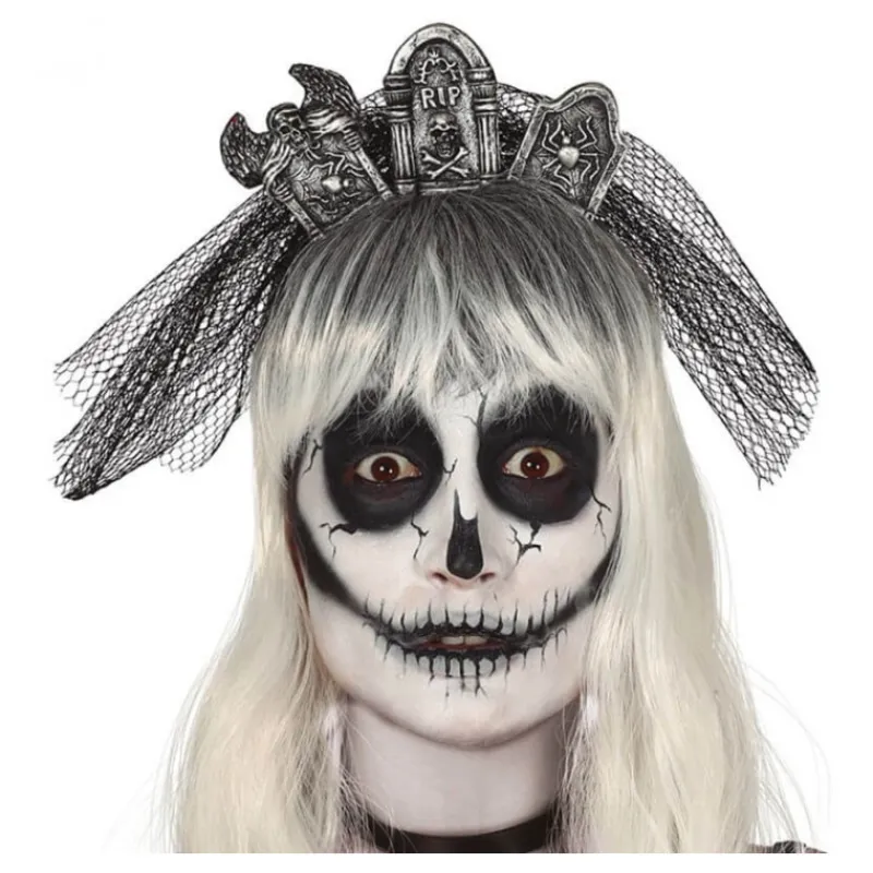 Disfrazzes Diademas, Tiaras Y Coronas Disfraces |Accesorios Halloween Y Terror ^Diadema Lápidas con Velo