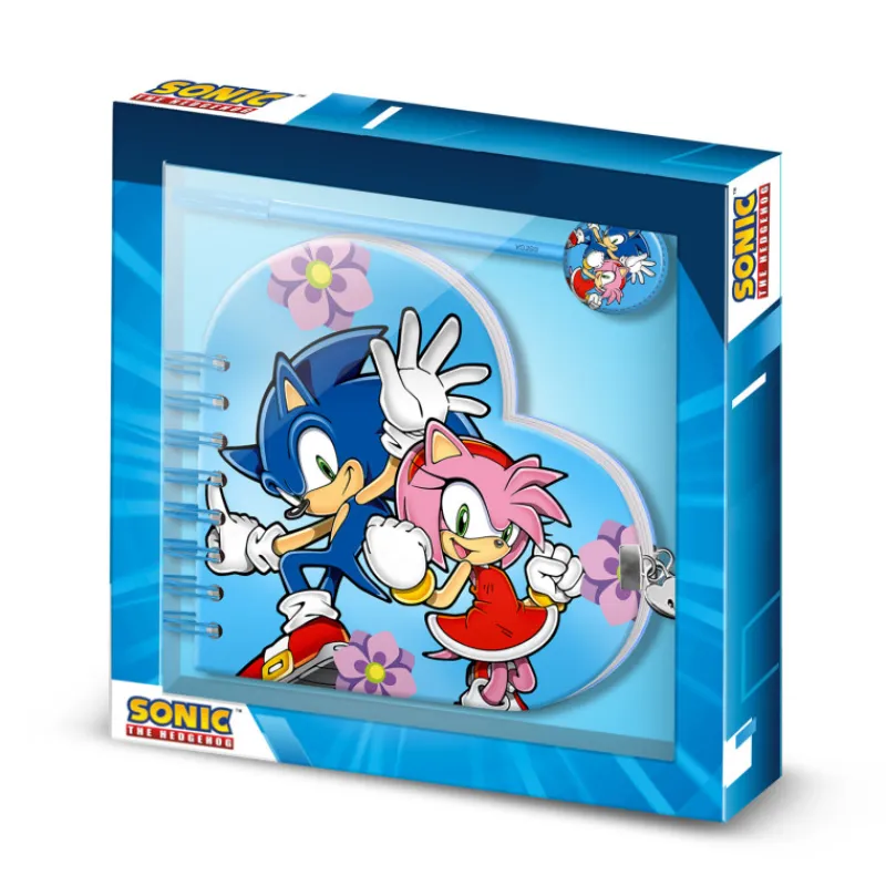 KaracterMania Regalos Y Coleccionismo Para Gamers - Cosas De Videojuegos Míticos^Diario Corazón Llave + Boli Azul Sonic The Hedgehog SEGA Amy
