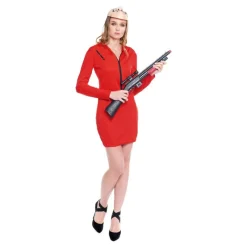 Mujer Disfrazzes Disfraces Mujer|Disfraces Series^Disfraz de Atracadora Rojo Corto para Mujer